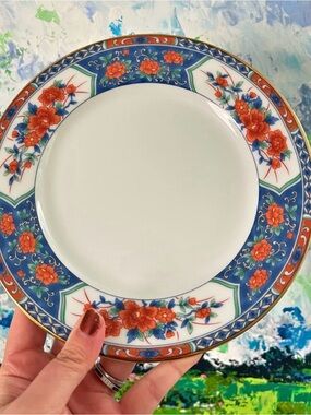 Tiffany & Co. Blue and Orange Floral Porcelain Plate